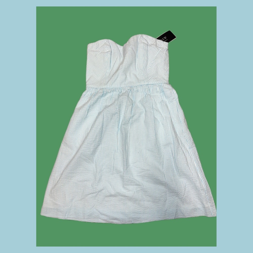 NEW WITH TAGS J. Crew Strapless Dress Bridesmaid Bridal Seersucker Size 6